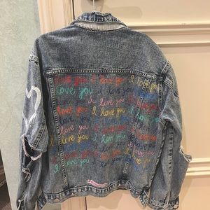 Handpainted denim jean jacket